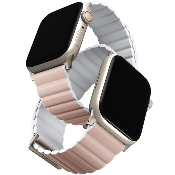 Ремешок для Apple Watch 42/41/40 mm Uniq Revix Premium Edition Leather/Silicone Blush Pink/White, изображение 2