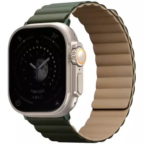 Ремешок для Apple Watch 49/46/45/44 mm Uniq Revix Reversible Magnetic Green/Tan