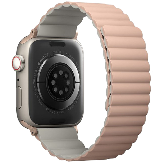 Ремешок для Apple Watch 42/41/40 mm Uniq Revix Reversible Magnetic Pink/Beige, изображение 3