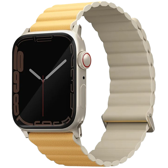 Ремешок для Apple Watch 42/41/40 mm Uniq Revix Premium Edition Leather/Silicone Canary Yellow/Ivory