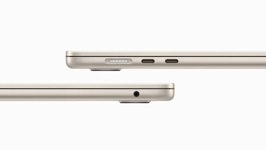 Порты зарядки MagSafe и Thunderbolt на Apple MacBook Air 13 M2