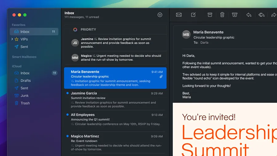 Приоритетные сообщения и умная почта Mail на macOS