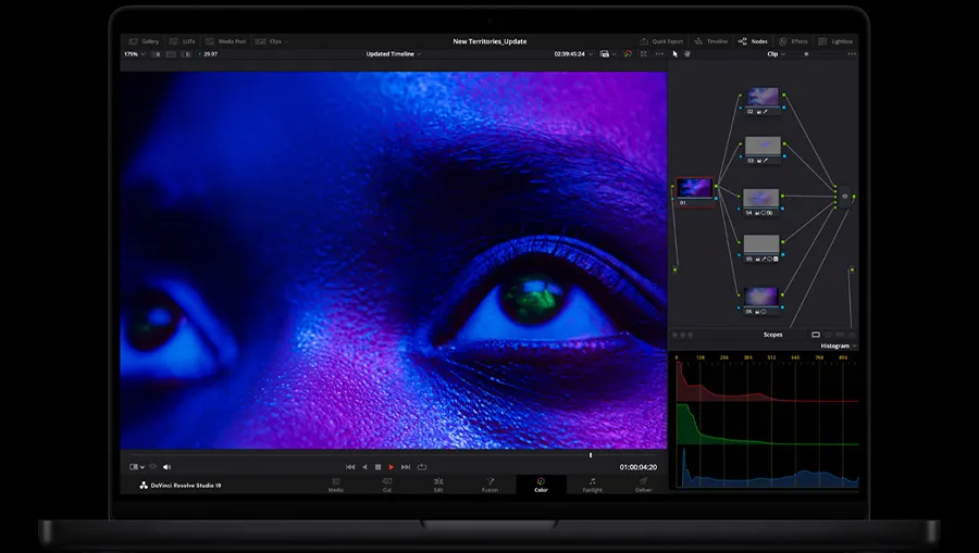 Монтаж видео 4K и 8K ProRes в Final Cut Pro на MacBook Pro