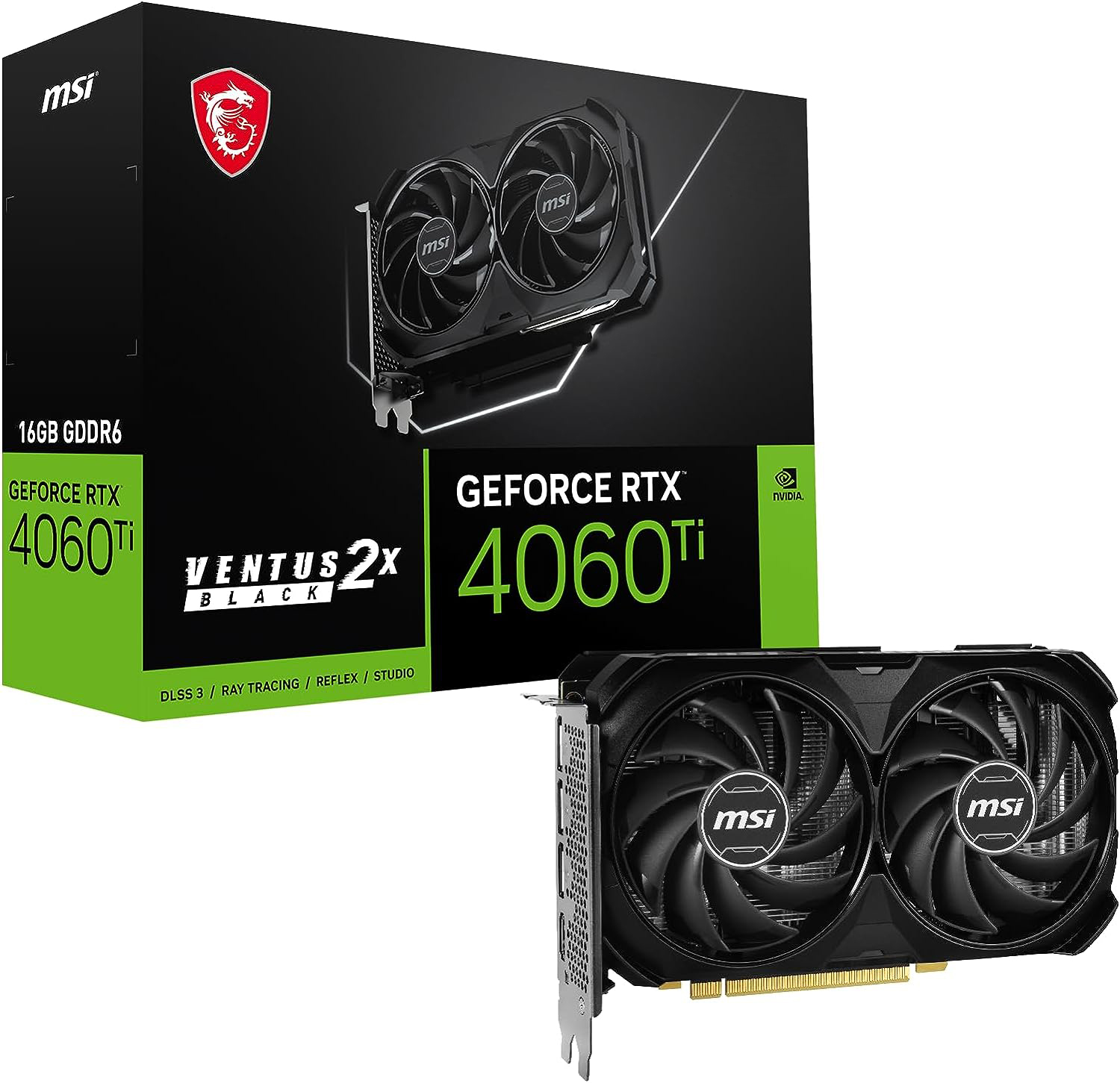 Видеокарта MSI GeForce RTX 4060 Ti VENTUS 2X BLACK (GeForce RTX 4060 Ti  VENTUS 2X BLACK 16G)