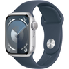 Apple Watch Series 9, 41 мм, корпус из алюминия серебристого цвета, спортивный ремешок цвета «грозовой синий», Экран: 41, Цвет: Silver / Серебристый