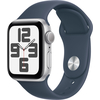 Apple Watch SE 2023, 40 мм, корпус из алюминия цвета «серебристый», спортивный ремешок цвета «грозовой синий», Экран: 40, Цвет: Silver / Серебристый, Возможности подключения: GPS
