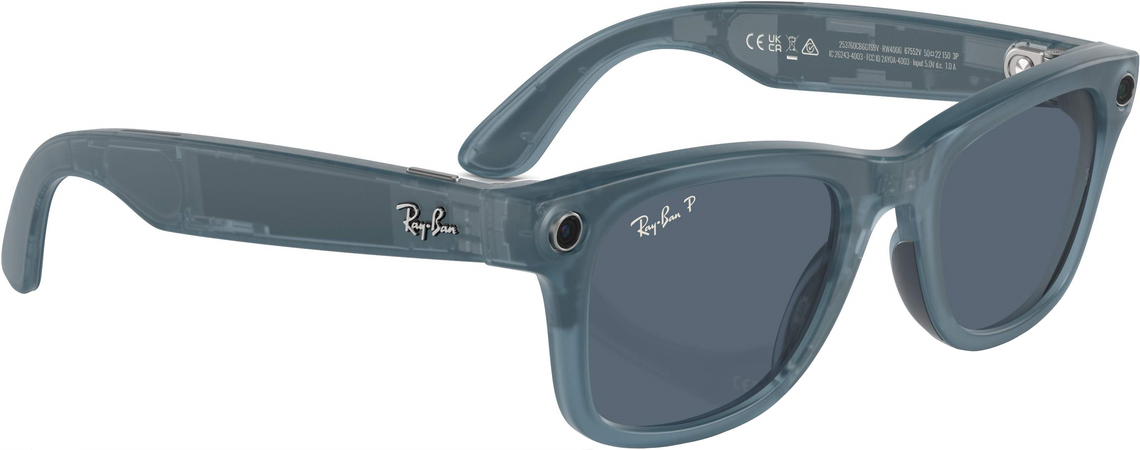 Смарт-очки Ray-Ban Meta Wayfarer Sunglases Matte Jeans Frame Dusty Blue Lenses (RW4006 67552V 50-22), изображение 3