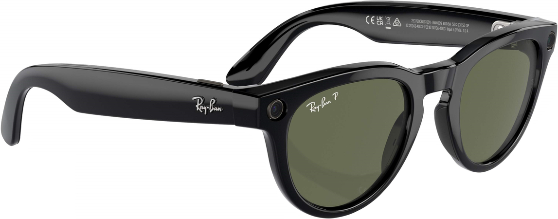 Смарт-очки Ray-Ban Meta Headliner Shiny Black Frame/Green Lenses (RW4009 601/9A 50-23), изображение 3