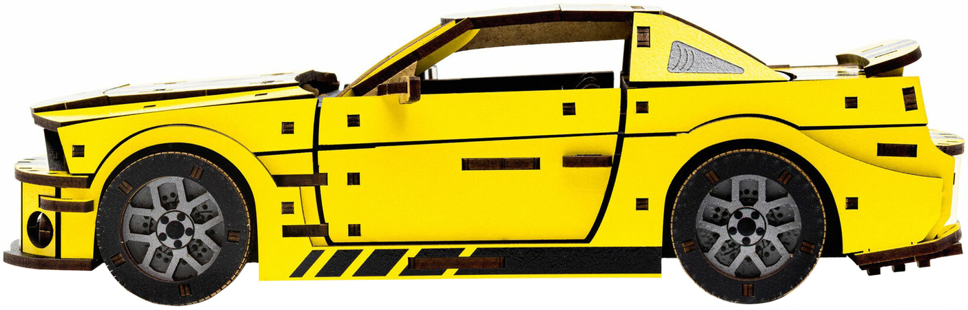 Конструктор деревянный UniModels Stallion GT Желтый, изображение 6
