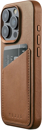 Чехол для iPhone 15 Pro Mujjo Full Leather Wallet Case Tan, Цвет: Brown / Коричневый, изображение 4
