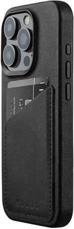 Чехол для iPhone 15 Pro Mujjo Full Leather Wallet Case Black, Цвет: Black / Черный, изображение 5