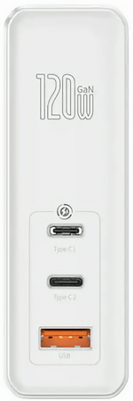 Сетевое зарядное устройство Baseus GaN Mini Quick Charger C+C+A 120W EU White (CCGAN-J02), изображение 3