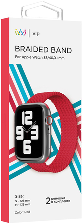 Ремешок для Apple Watch 40mm VLP Нейлон Красный S/M, Цвет: Red / Красный, изображение 3