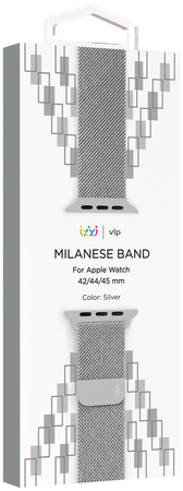 Ремешок для Apple Watch 45mm VLP Milanese Band Silver, Цвет: Silver / Серебристый, изображение 4