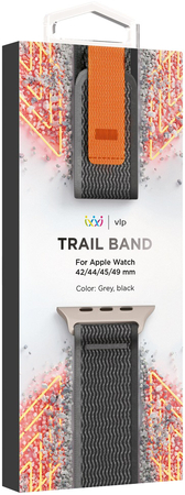 Ремешок нейлоновый VLP Trail Band для Apple Watch 42/44/45/49mm черный-серый, Цвет: Black / Черный, изображение 3