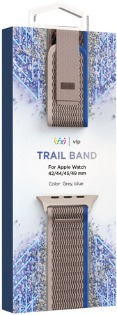 Ремешок нейлоновый VLP Trail Band для Apple Watch 42/44/45/49mm синий-серый, Цвет: Grey / Серый, изображение 3