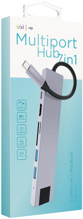 USB-хаб Multiport Hub 7 в 1 VLP серебристый, Цвет: Silver / Серебристый, изображение 3