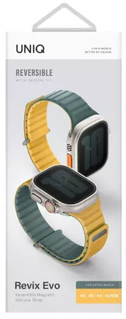 Ремешок для Apple Watch 49/45/44/42 mm Uniq Revix EVO reversible Magnetic Viridian Green/Burnt Yell, Цвет: Green / Зеленый, изображение 5