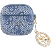Чехол для Airpods 4 Guess PU leather 4G with Classic metal logo and Diamond charm Blue