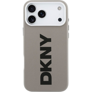 Чехол для iPhone 17 Pro CG Mobile DKNY PU Full Wrapped leather Verical logo Metal Cam Hard Beige
