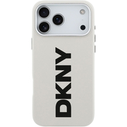 Чехол для iPhone 17 Pro Max CG Mobile DKNY PU Full Wrapped leather Verical logo Metal Cam Hard White