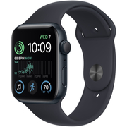 Apple Watch SE 2023, 44 мм, корпус из алюминия цвета «тёмная ночь», спортивный ремешок цвета «тёмная ночь», Экран: 44, Цвет: Midnight / Тёмная ночь, Возможности подключения: GPS