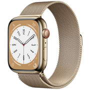 Apple Watch Series 8, 41 мм, корпус из нержавеющей стали цвета «золотой», миланский ремешок цвета «золотой», Экран: 41, Цвет: Gold / Золотой, Возможности подключения: GPS + Cellular