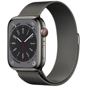 Apple Watch Series 8, 41 мм, корпус из нержавеющей стали цвета «графит», миланский сетчатый ремешок цвета «графит», Экран: 41, Цвет: Graphite / Графитовый, Возможности подключения: GPS + Cellular