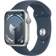 Apple Watch Series 9, 45 мм, корпус из алюминия серебристого цвета, спортивный ремешок цвета «грозовой синий», Экран: 45, Цвет: Silver / Серебристый