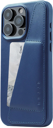 Чехол для iPhone 15 Pro Max Mujjo Full Leather Wallet Case Monaco Blue, Цвет: Blue / Синий, изображение 5