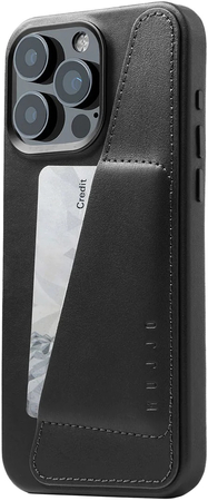 Чехол для iPhone 15 Pro Max Mujjo Full Leather Wallet Case Black, Цвет: Black / Черный, изображение 4