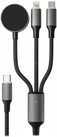 Кабель VLP Dragon Cable 3 in 1 USB С - USB-C+Lightning+Watch 1.2м черный