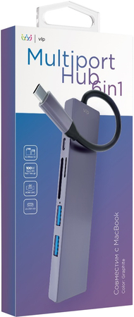USB-хаб Multiport Hub 6 в 1 VLP графит, Цвет: Graphite / Графитовый, изображение 3