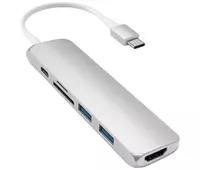 USB-xaб Satechi Type-C Slim Multiport Adapter V2. Интерфейс USB-C Silver