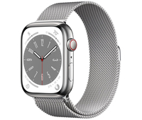 Apple Watch Series 8, 41 мм, корпус из нержавеющей стали цвета «серебристый», миланский сетчатый браслет цвета «серебристый», Экран: 41, Цвет: Silver / Серебристый, Возможности подключения: GPS + Cellular