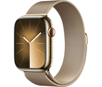 Apple Watch Series 9, 45 мм, корпус из нержавеющей стали цвета «золотой», миланский сетчатый ремешок, Экран: 45, Цвет: Gold / Золотой