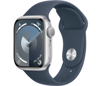 Apple Watch Series 9, 41 мм, корпус из алюминия серебристого цвета, спортивный ремешок цвета «грозовой синий», Экран: 41, Цвет: Silver / Серебристый