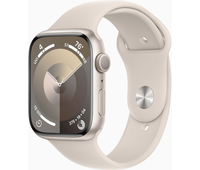Apple Watch Series 9, 45 мм, корпус из алюминия цвета «сияющая звезда», спортивный ремешок цвета «сияющая звезда», Экран: 45, Цвет: Starlight / Сияющая звезда