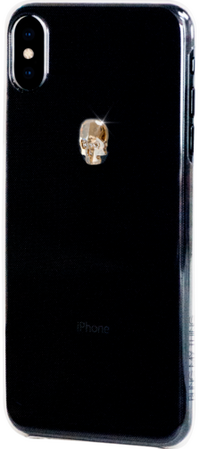 Чехол Bling My Thing Treasure Clear c кристаллами Swarovski для iPhone XS Max, цвет Прозрачный с золотым черепом (IPXS-L-TR-CL-GLD)