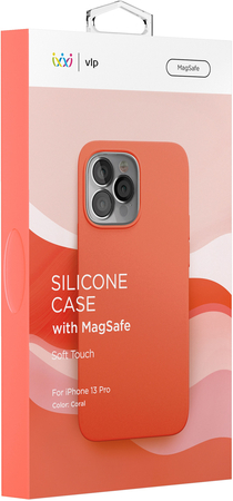 Чехол для iPhone 13 Pro VLP Silicone case with MagSafe Coral, Цвет: Coral / Коралл, изображение 5