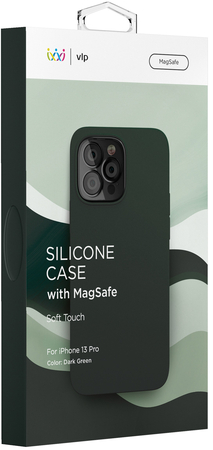 Чехол для iPhone 13 Pro VLP Silicone case with MagSafe Dark Green, Цвет: Dark green / Темно-зеленый, изображение 5