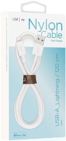 Кабель VLP Nylon USB A - Lightning 1.2m White, Цвет: White / Белый, изображение 2