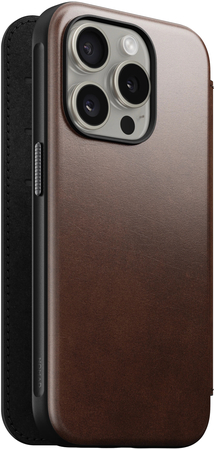 Защитный чехол для iPhone 15 Pro Nomad Modern Leather Folio, brown, изображение 5