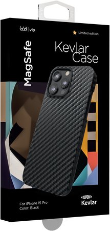 Чехол VLP Kevlar Case с MagSafe для iPhone 15 Pro Black, изображение 3