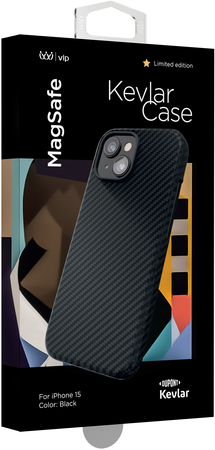 Чехол VLP Kevlar Case с MagSafe для iPhone 15 Black, изображение 3