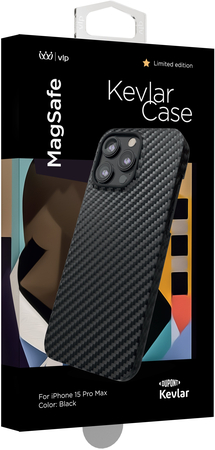 Чехол VLP Kevlar Case с MagSafe для iPhone 15 Pro Max Black, Цвет: Black / Черный, изображение 3