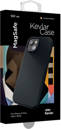 Чехол VLP Kevlar Case с MagSafe для iPhone 15 Plus черный, изображение 3