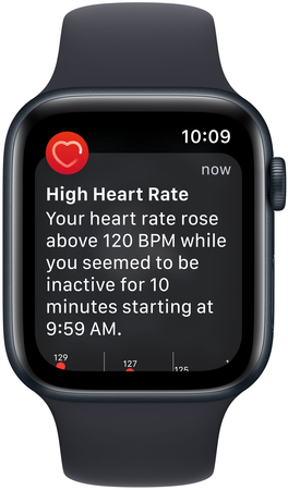 Apple Watch SE 2023, 44 мм, корпус из алюминия цвета «тёмная ночь», спортивный ремешок цвета «тёмная ночь», Экран: 44, Цвет: Midnight / Тёмная ночь, Возможности подключения: GPS, изображение 4