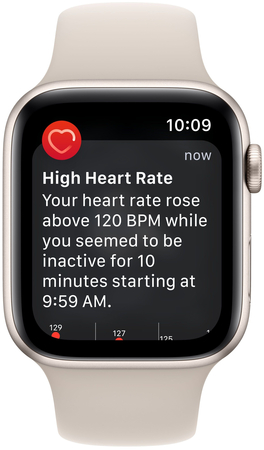 Apple Watch SE 2023, 40 мм, корпус из алюминия цвета «сияющая звезда», спортивный ремешок цвета «сияющая звезда», Экран: 40, Цвет: Starlight / Сияющая звезда, Возможности подключения: GPS, изображение 4