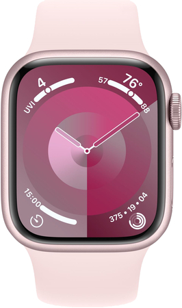 Apple Watch Series 9, 41 мм, корпус из алюминия розового цвета, спортивный ремешок нежно-розового цвета, Экран: 41, Цвет: Pink / Розовый, изображение 2